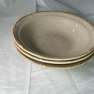 Vintage International Stoneware Japan beige speckled bowls 6 3/4”.